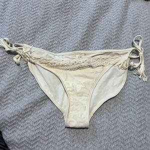 OP Cream Crochet Side Tie Bikini Bottom